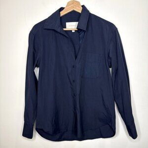 Brochu Walker The Everyday Shirt Womens XS Navy Blue Blouse Career Office Ribbon